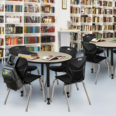 REGENCY Tables > Height Adjustable > Round Mobile Table & Chair Sets, 36 X 36 X 23-34, Maple TB36RNDPLAPCBK40BK